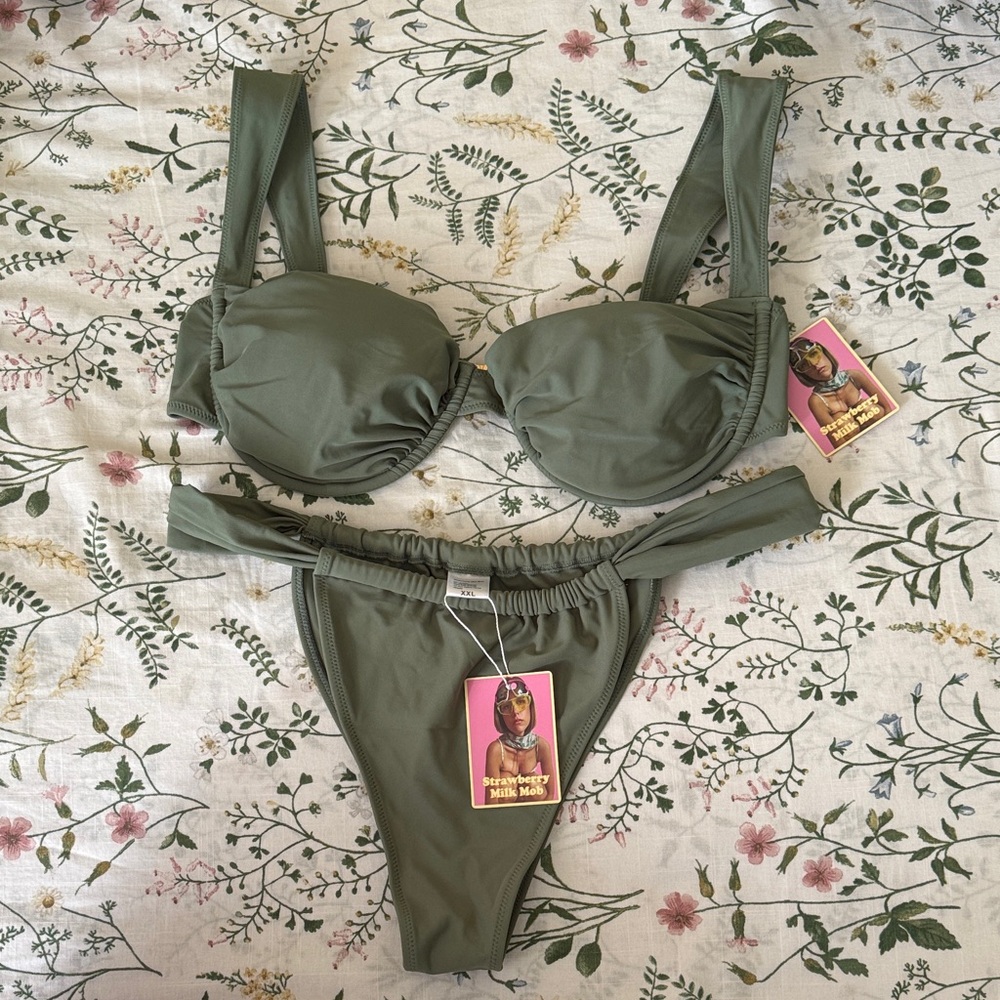 Strawberry Milk Mob Olive Bikini Set